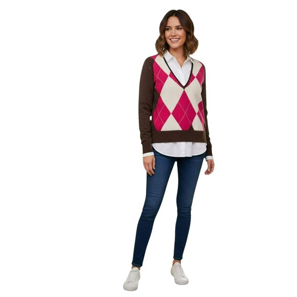 J.Crew Argyle Wool/Cashmere Sweater L - Picture 13 of 13